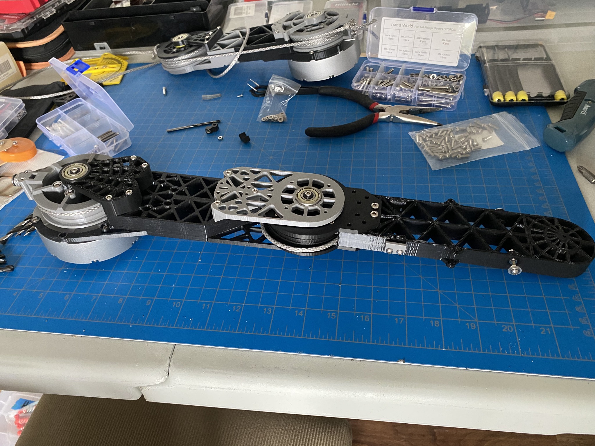 Robotic mechanism prototype on a workbench