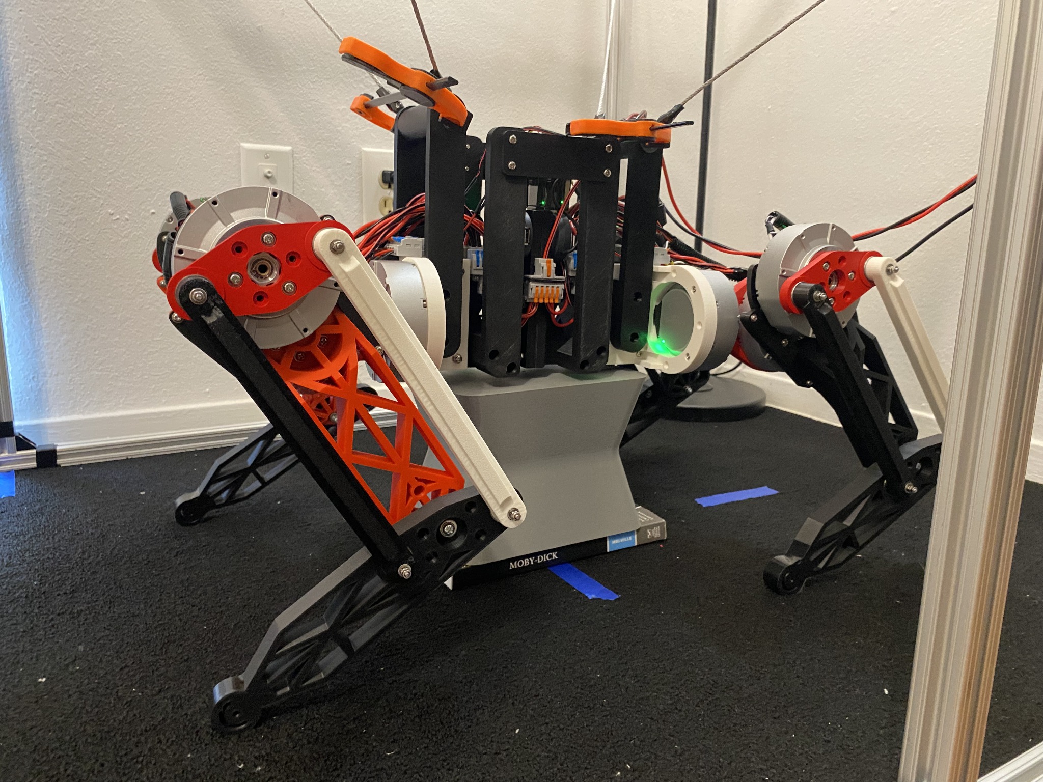 Side view of the custom quadruped research platform